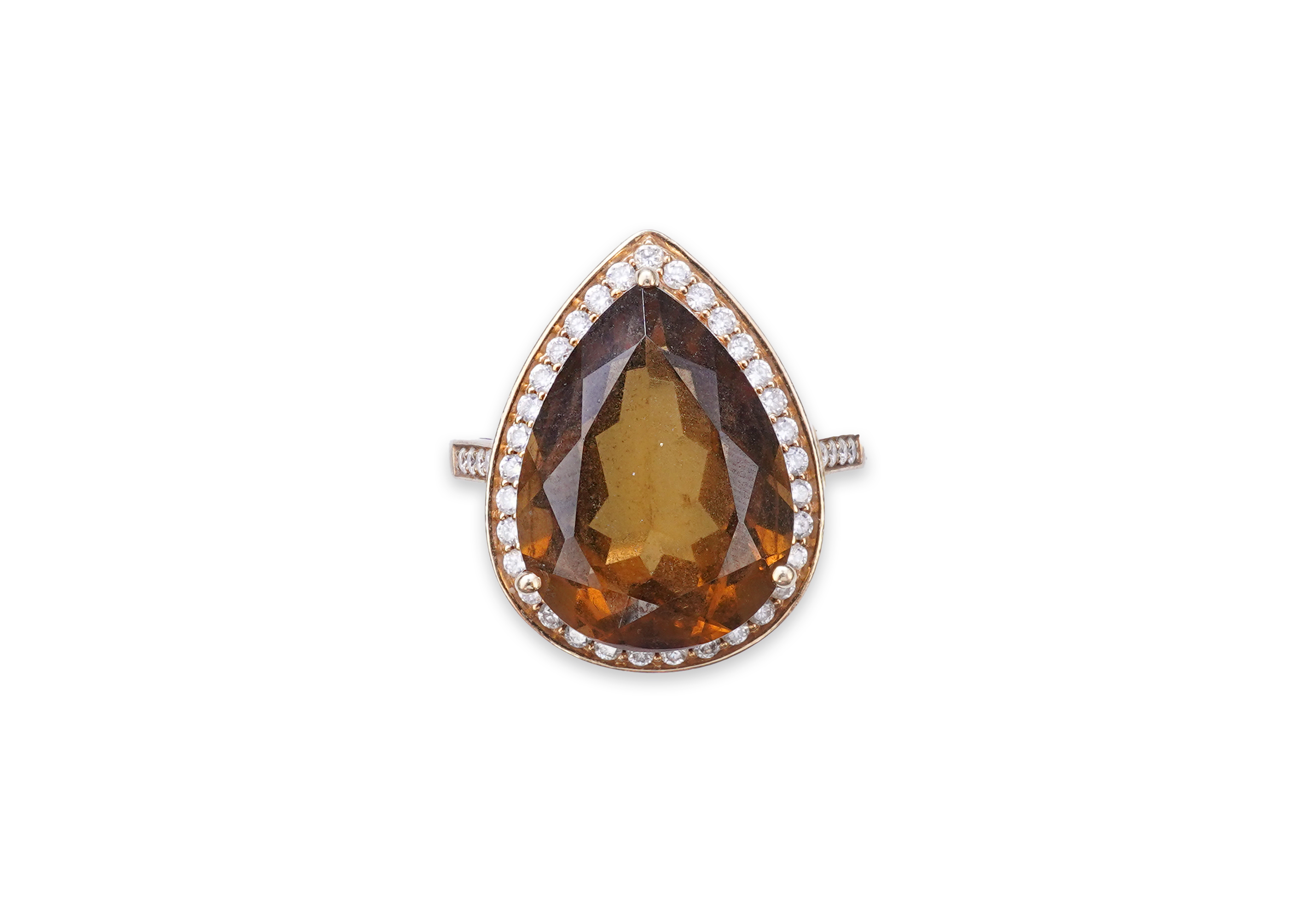 A smoky quartz and diamond ring